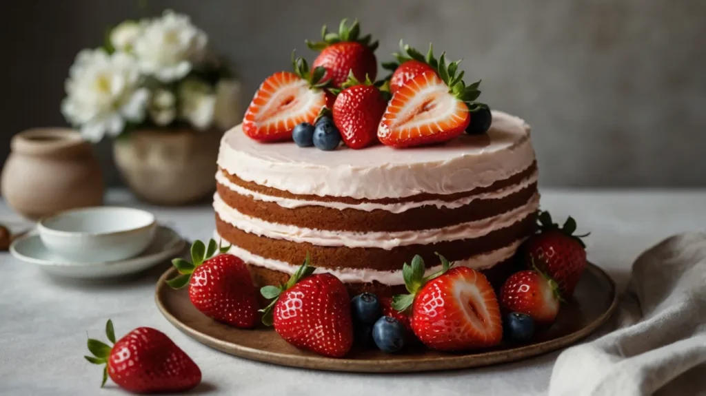 How to Style Strawberries on Cake