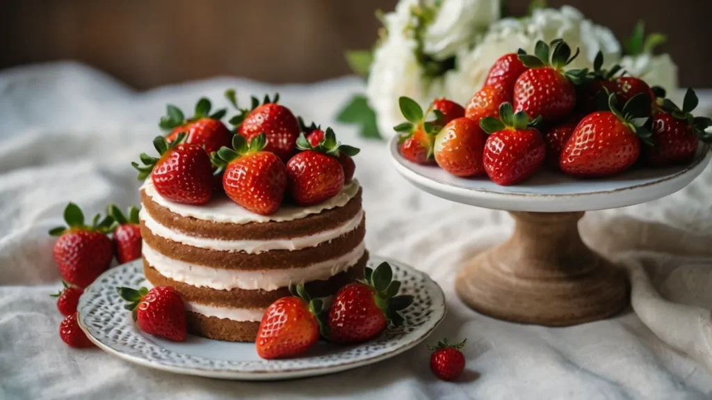 How to Style Strawberries on Cake