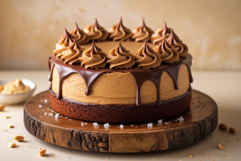 peanut butter cake with chocolate frosting